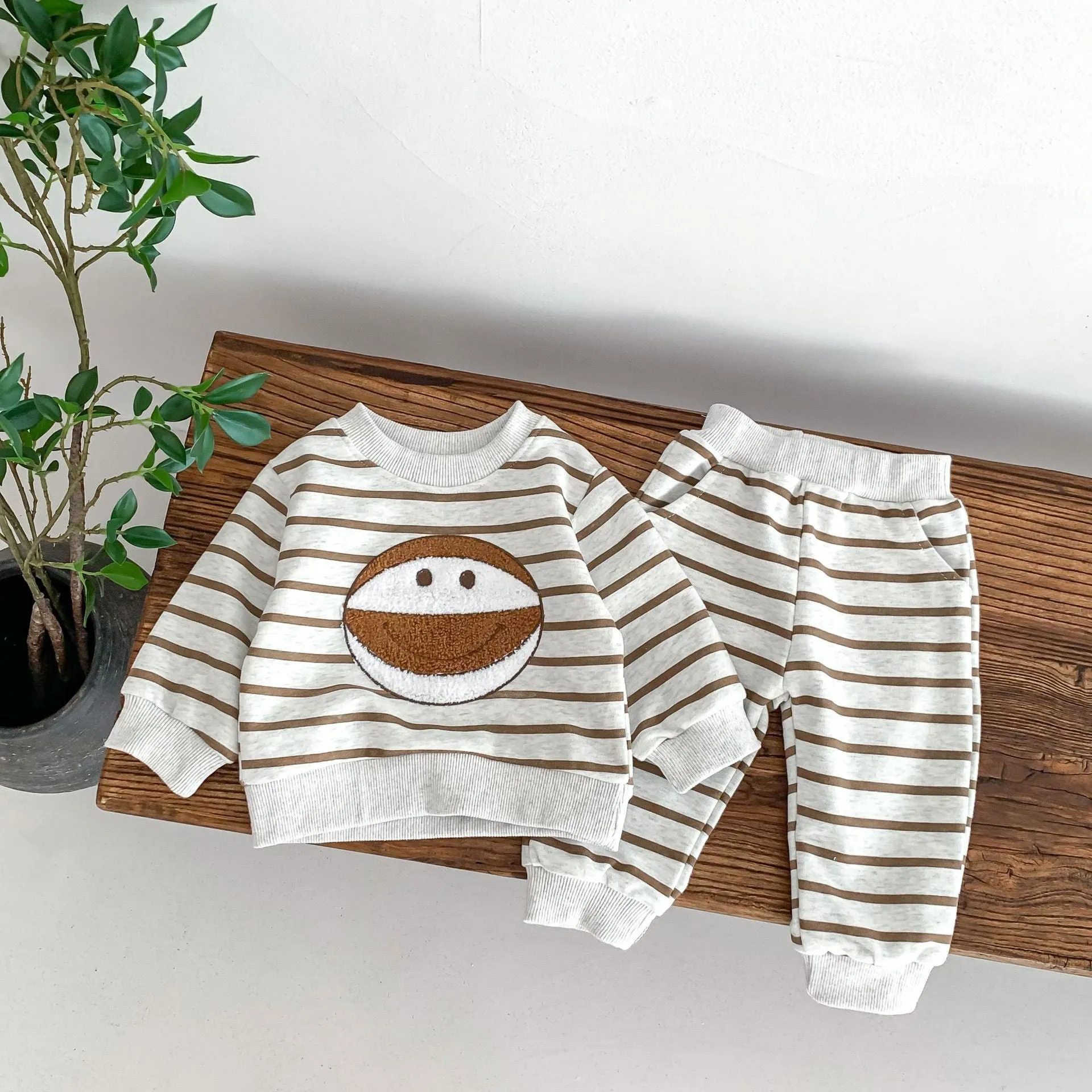 2 Pieces Set Baby Kid Boys Striped Cartoon Tops And Pants Wholesale 23101921