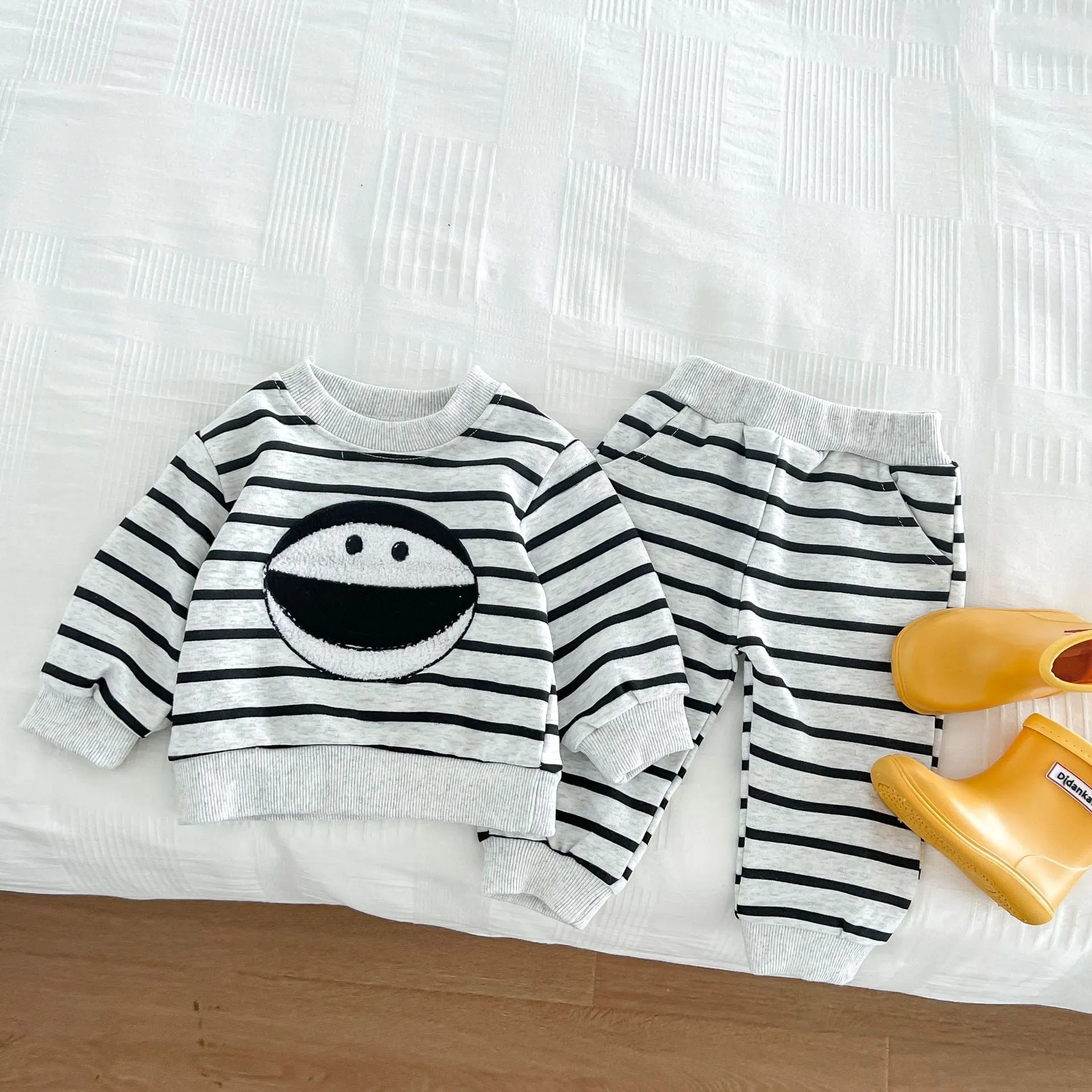 2 Pieces Set Baby Kid Boys Striped Cartoon Tops And Pants Wholesale 23101921