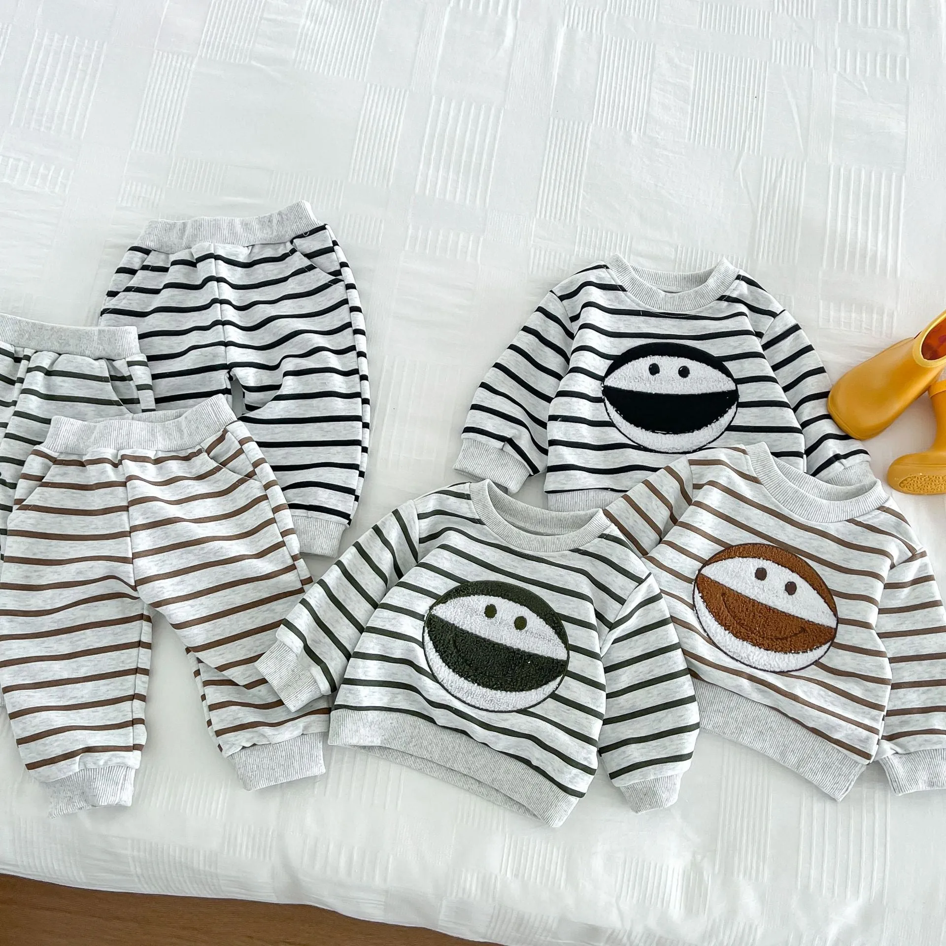 2 Pieces Set Baby Kid Boys Striped Cartoon Tops And Pants Wholesale 23101921