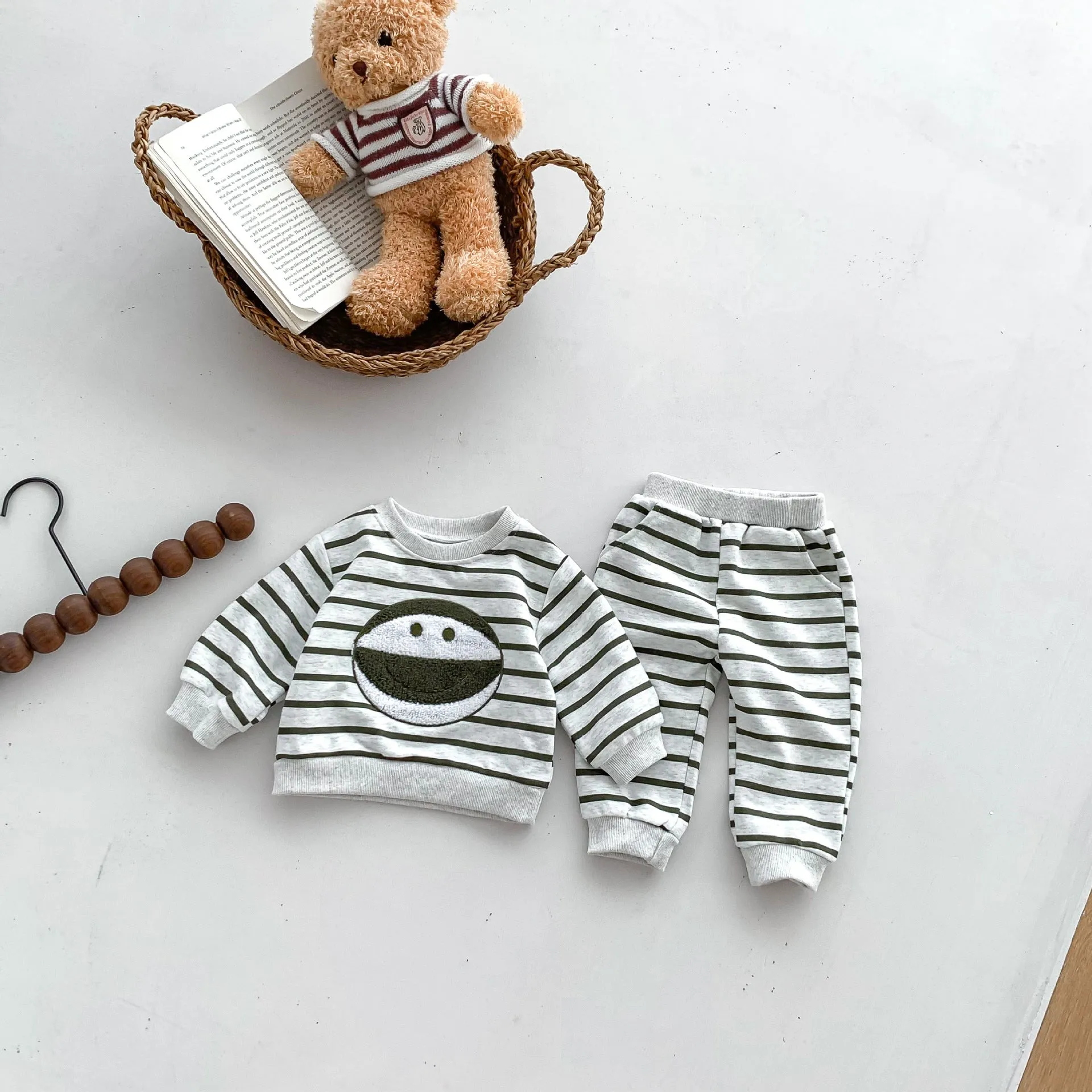 2 Pieces Set Baby Kid Boys Striped Cartoon Tops And Pants Wholesale 23101921