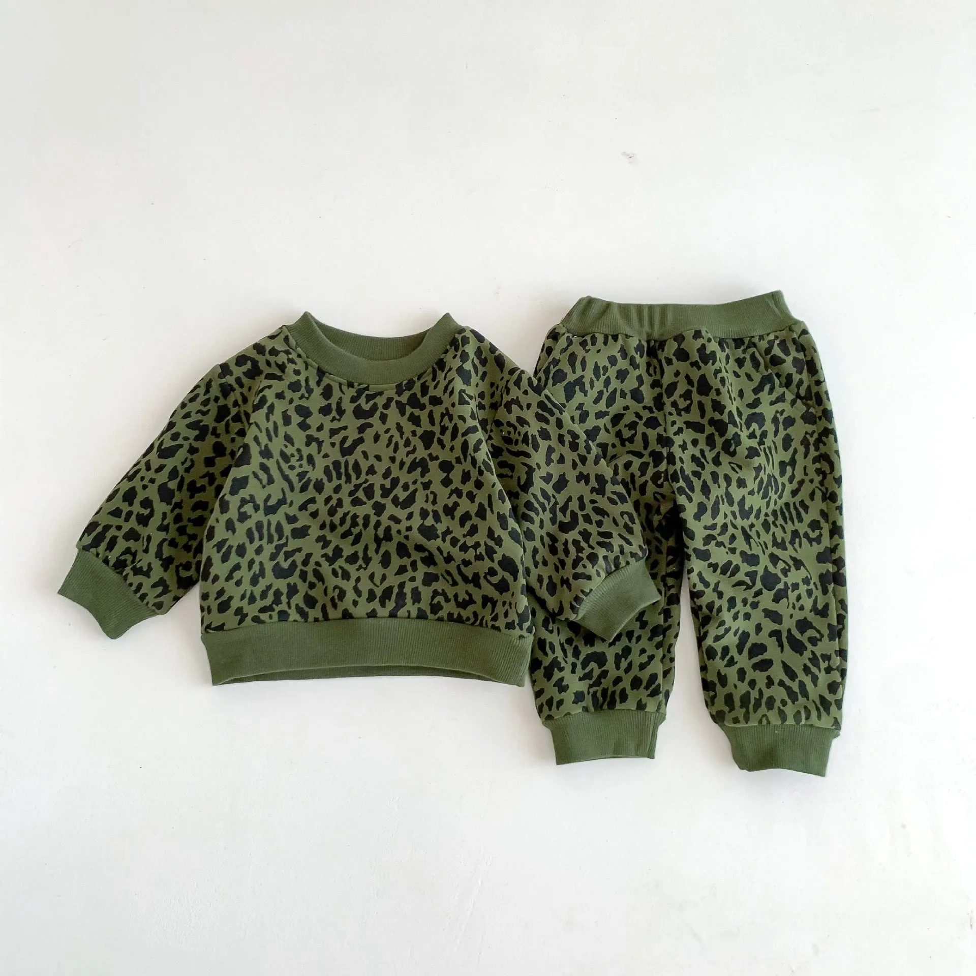 2 Pieces Set Baby Kid Girls Leopard Print Tops And Pants Wholesale 23101910