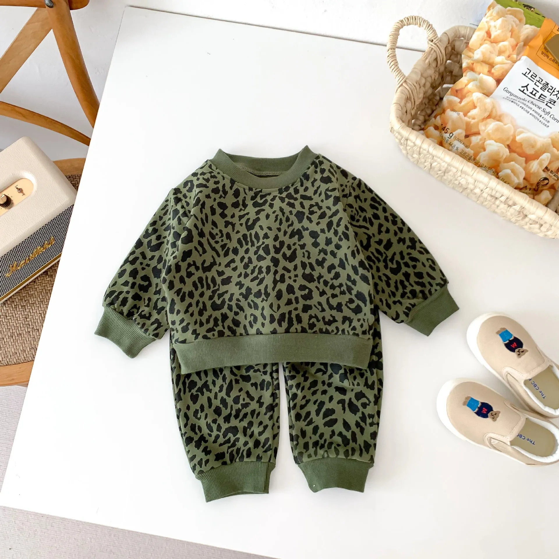 2 Pieces Set Baby Kid Girls Leopard Print Tops And Pants Wholesale 23101910