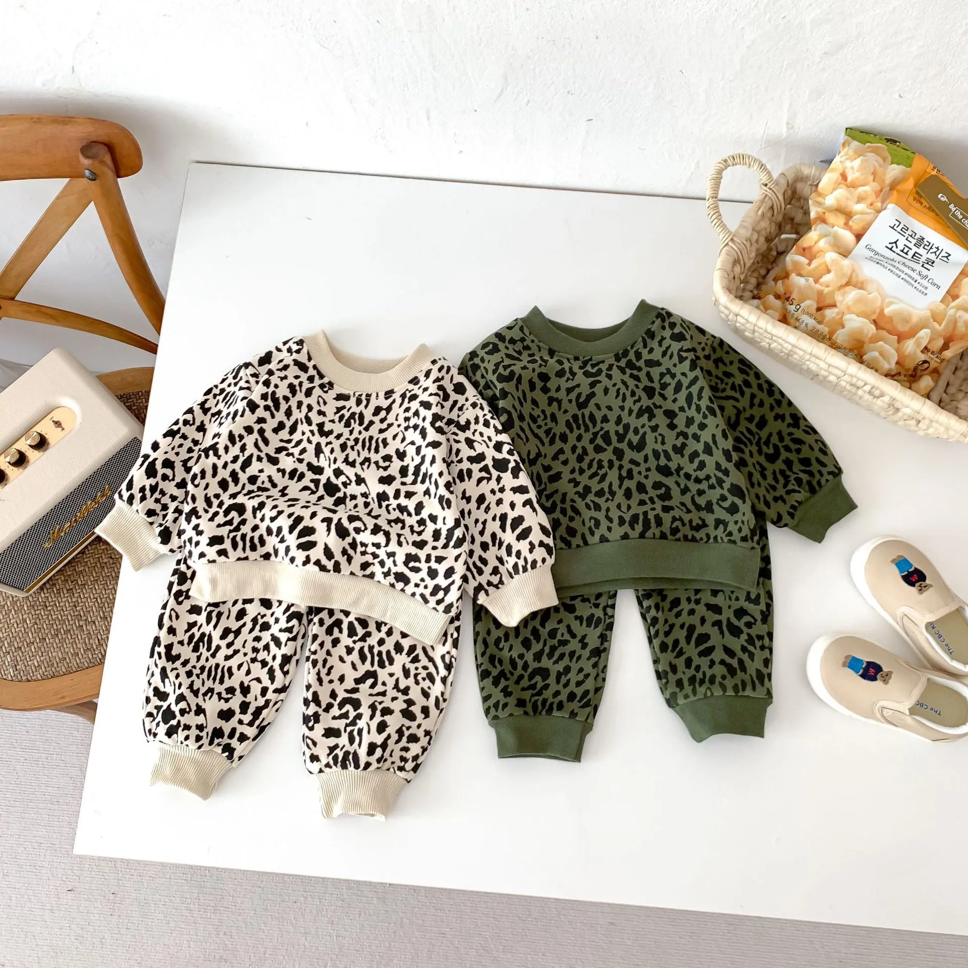 2 Pieces Set Baby Kid Girls Leopard Print Tops And Pants Wholesale 23101910