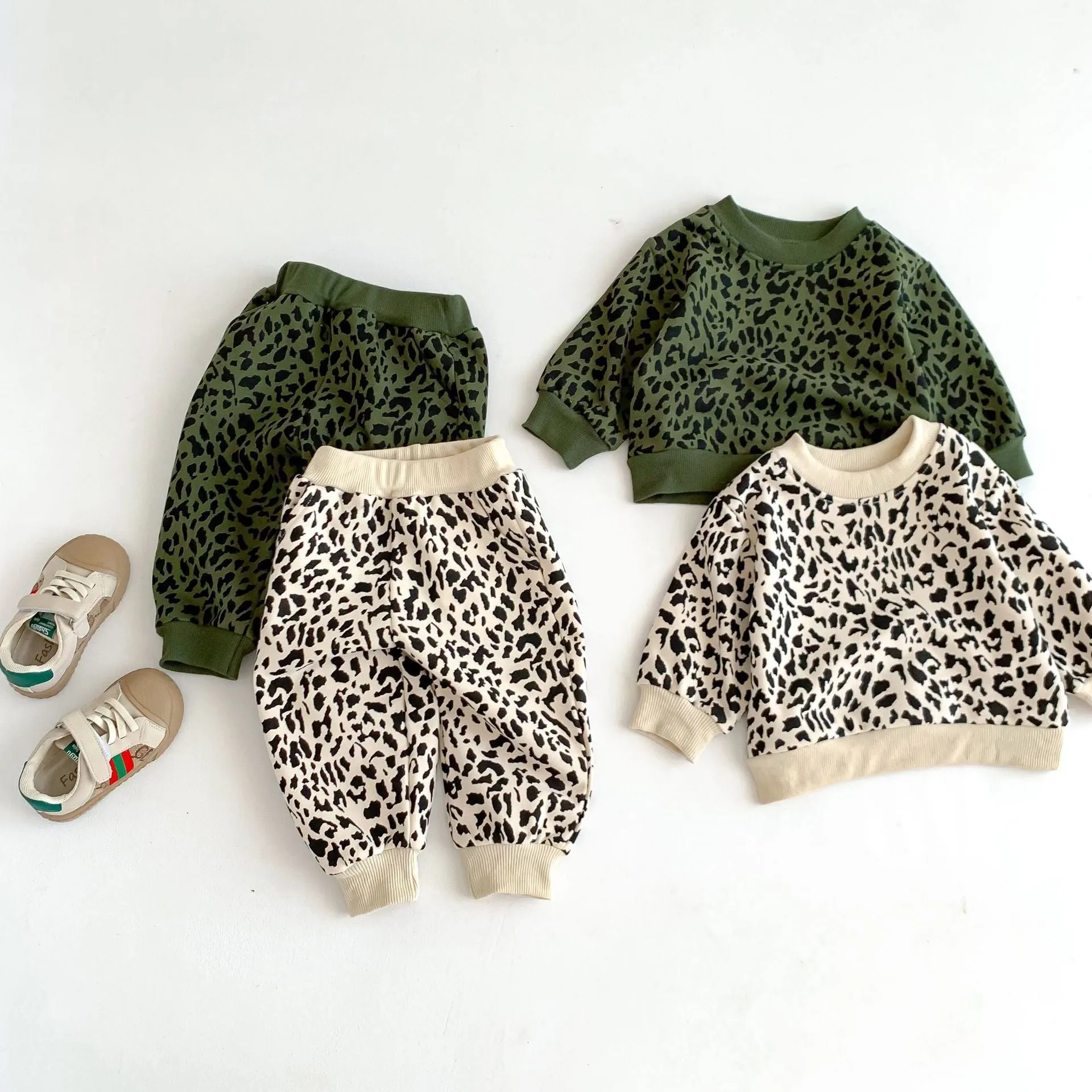 2 Pieces Set Baby Kid Girls Leopard Print Tops And Pants Wholesale 23101910