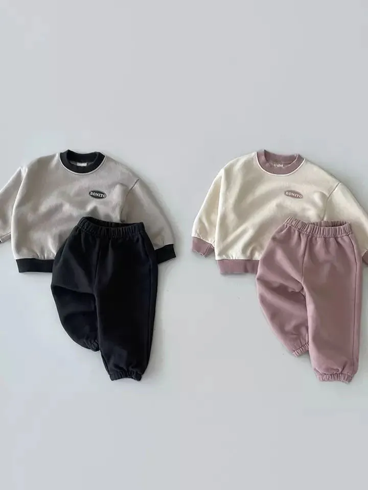 2 Pieces Set Baby Unisex Letters Tops And Solid Color Pants