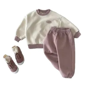 2 Pieces Set Baby Unisex Letters Tops And Solid Color Pants