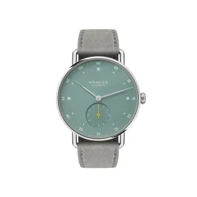 33MM NOMOS GLASHUTTE METRO 33 MANUAL WIND WATCH WITH SAGE GREEN DIAL