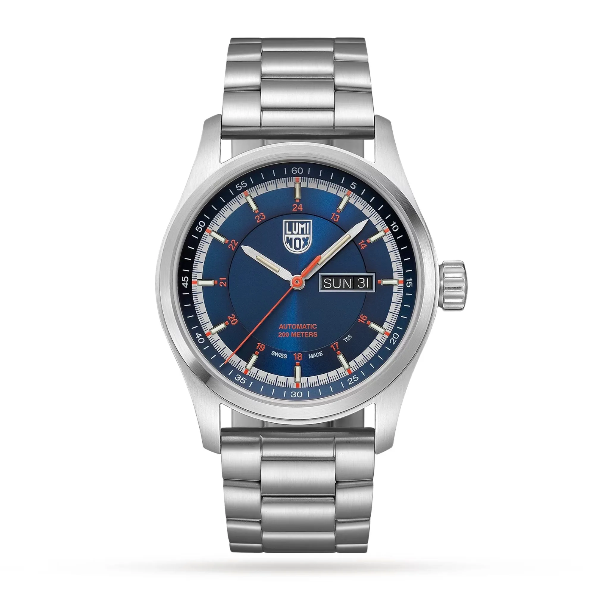 44MM LUMINOX ATACAMA FIELD URBAN ADVENTURE AUTOMATIC WATCH WITH BLUE DAY AND DATE DIAL