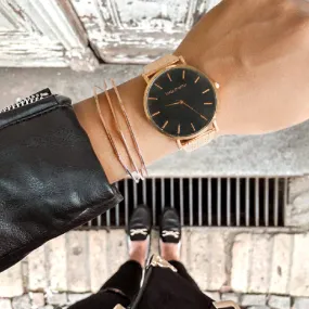 Aria RoseGold Watch Bracelet Stack