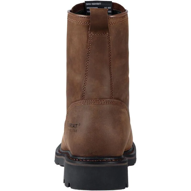 Ariat Men's Cascade 8 Wide Square Soft Toe Western Work Boot- Brown- 10011916