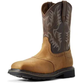 Ariat Men's Sierra 10 Wide Square Steel Toe Western Work Boot- Bark- 10010134