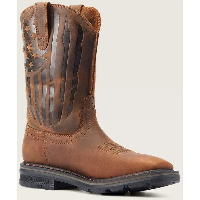 Ariat Men's Sierra Shock Shield Patriot Western Work Boot - Brown - 10044505