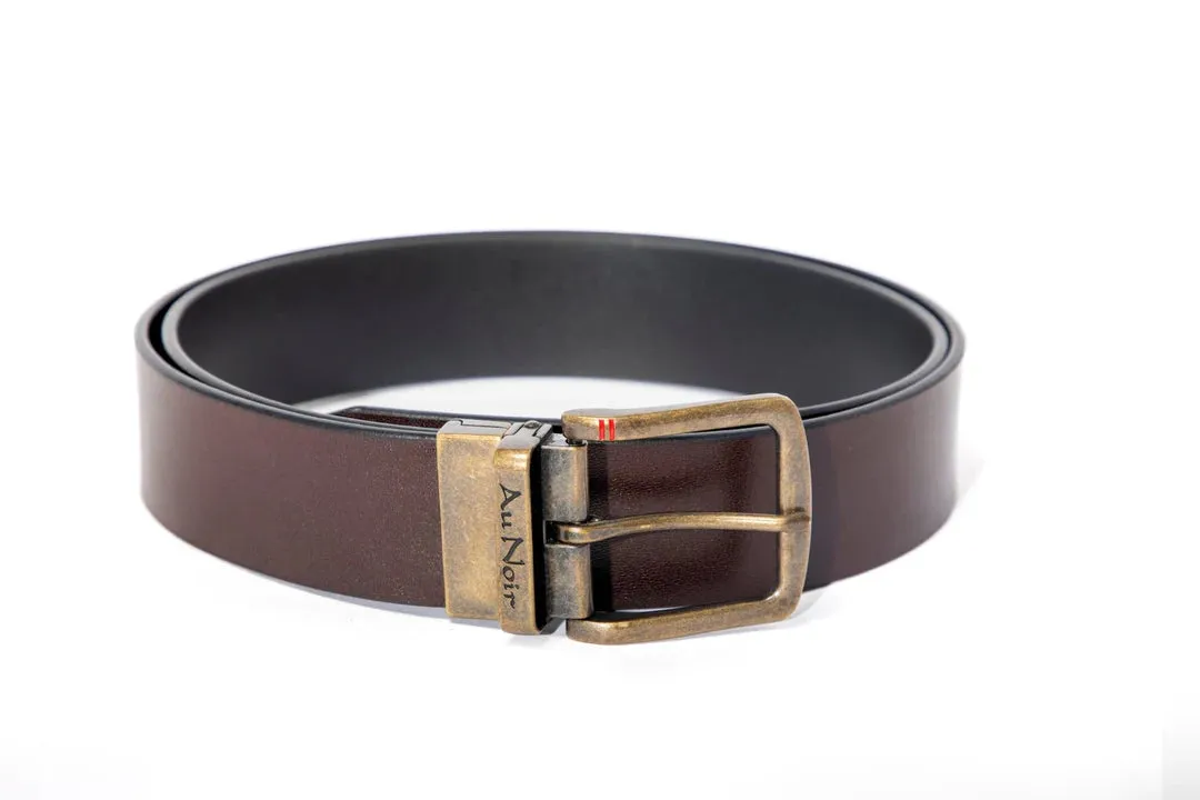 AU NOIR Reversible Belt | Strauss Brass, Black-Brown