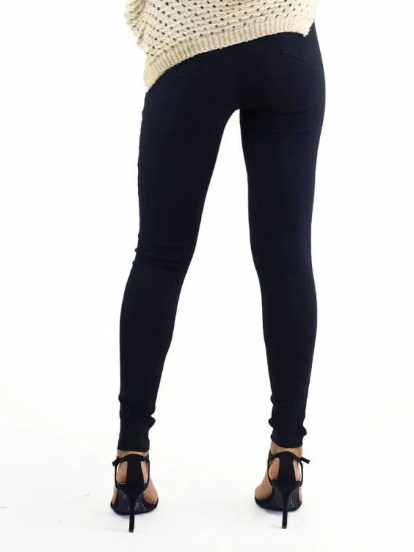 Ava Jegging High Waisted with Knee Rip - Black