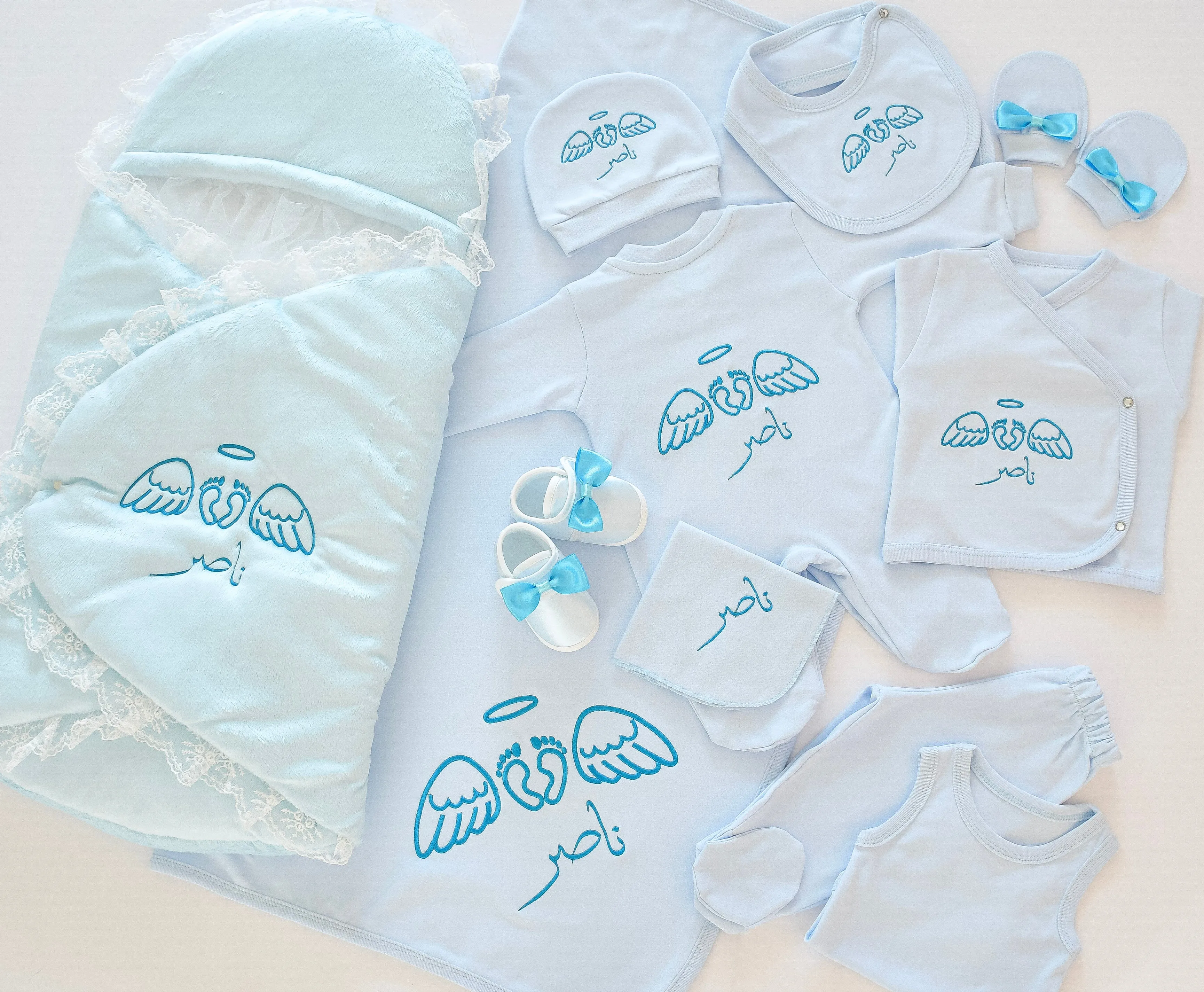 Baby Feet with Angel Wings Embroidery Set