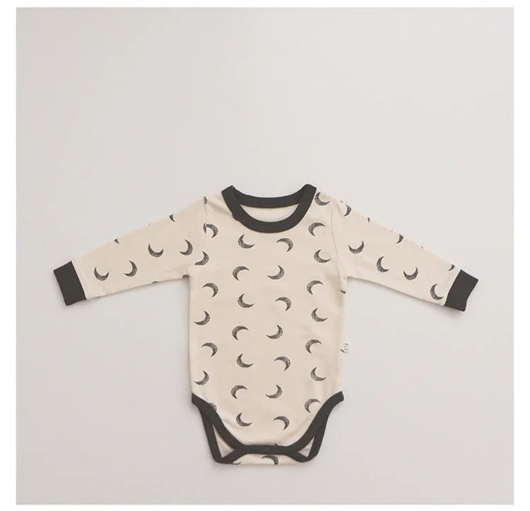 Baby Solid Color Cute Stars Printed Long-sleeved Pants Hat Pajamas Three Sets