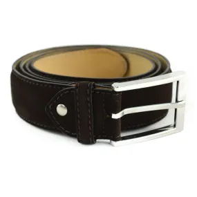 BERWICK 1707 Leather Belt - Dark Brown Suede