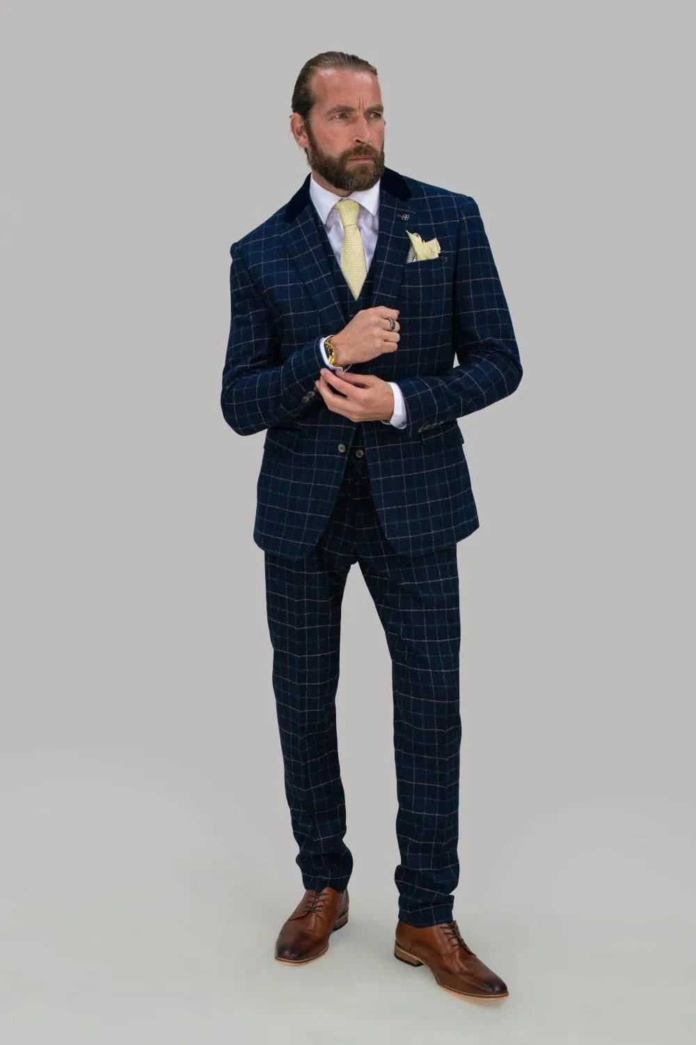 Cavani Shelby Navy Tweed 3 Piece Suit