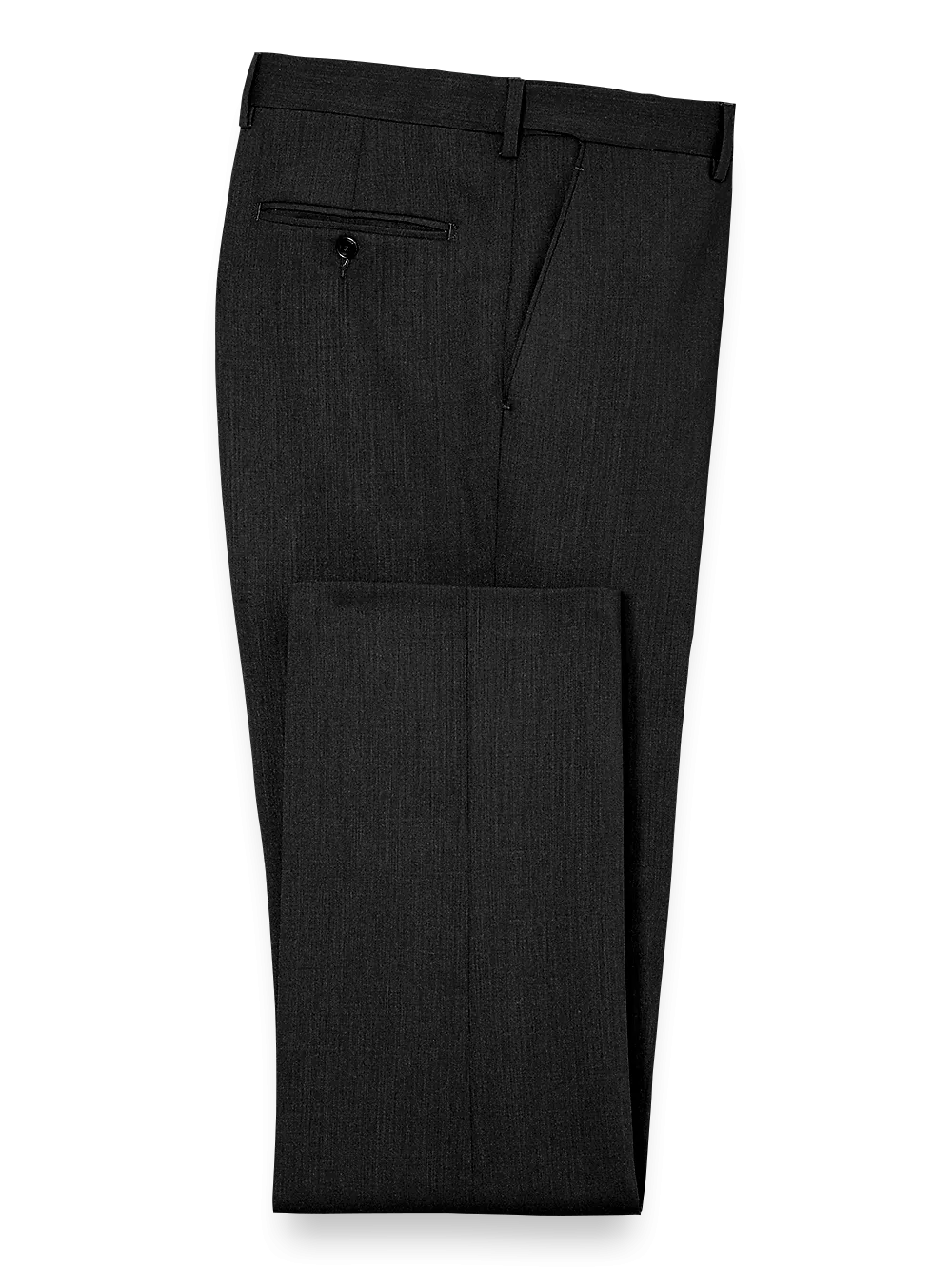 Classic Fit Essential Wool Flat Front Suit Pants - Black