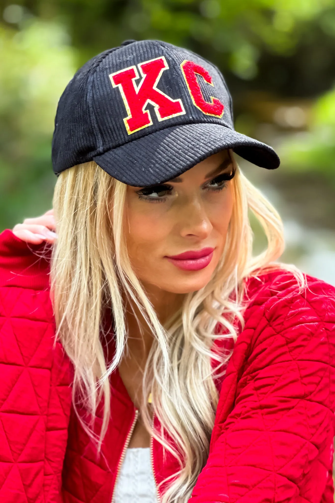 Corduroy Kansas City Ball Cap : Black/Red