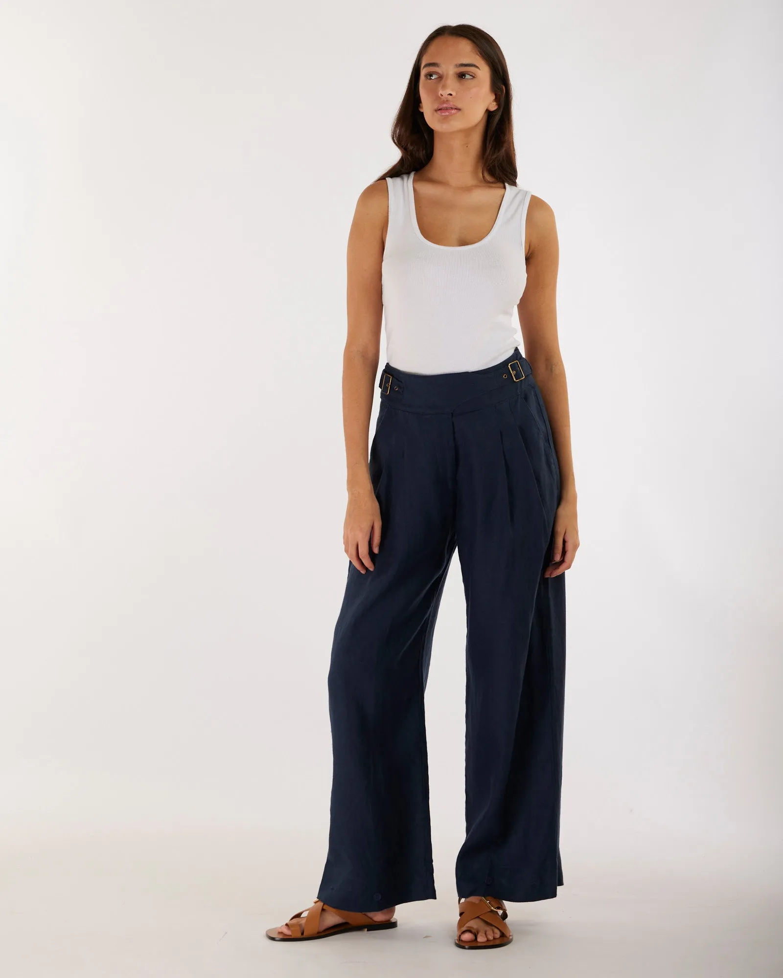 Eugene Linen Pant - Navy