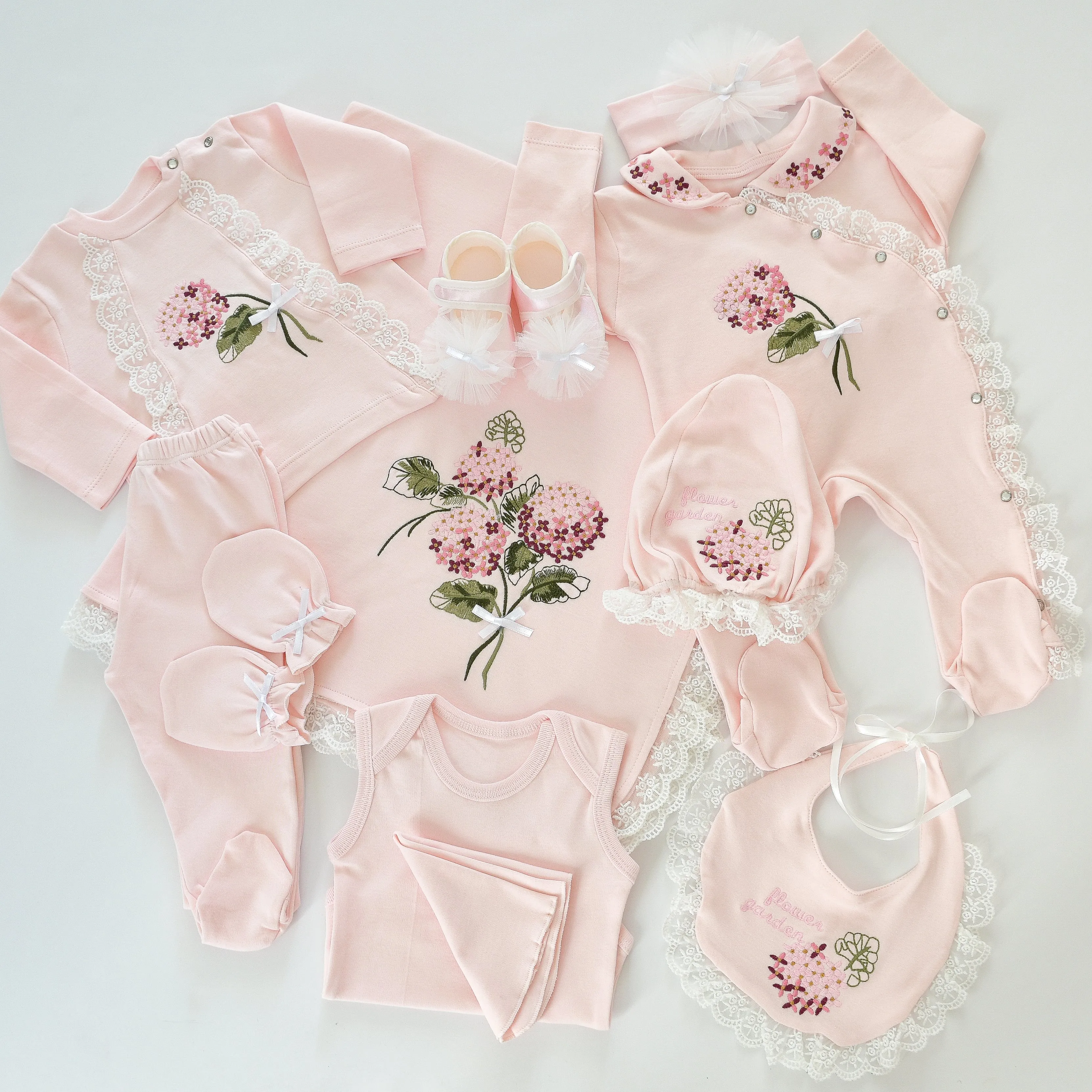 Flower Garden Baby Girl Soft Cotton Set- Personalised Baby Set