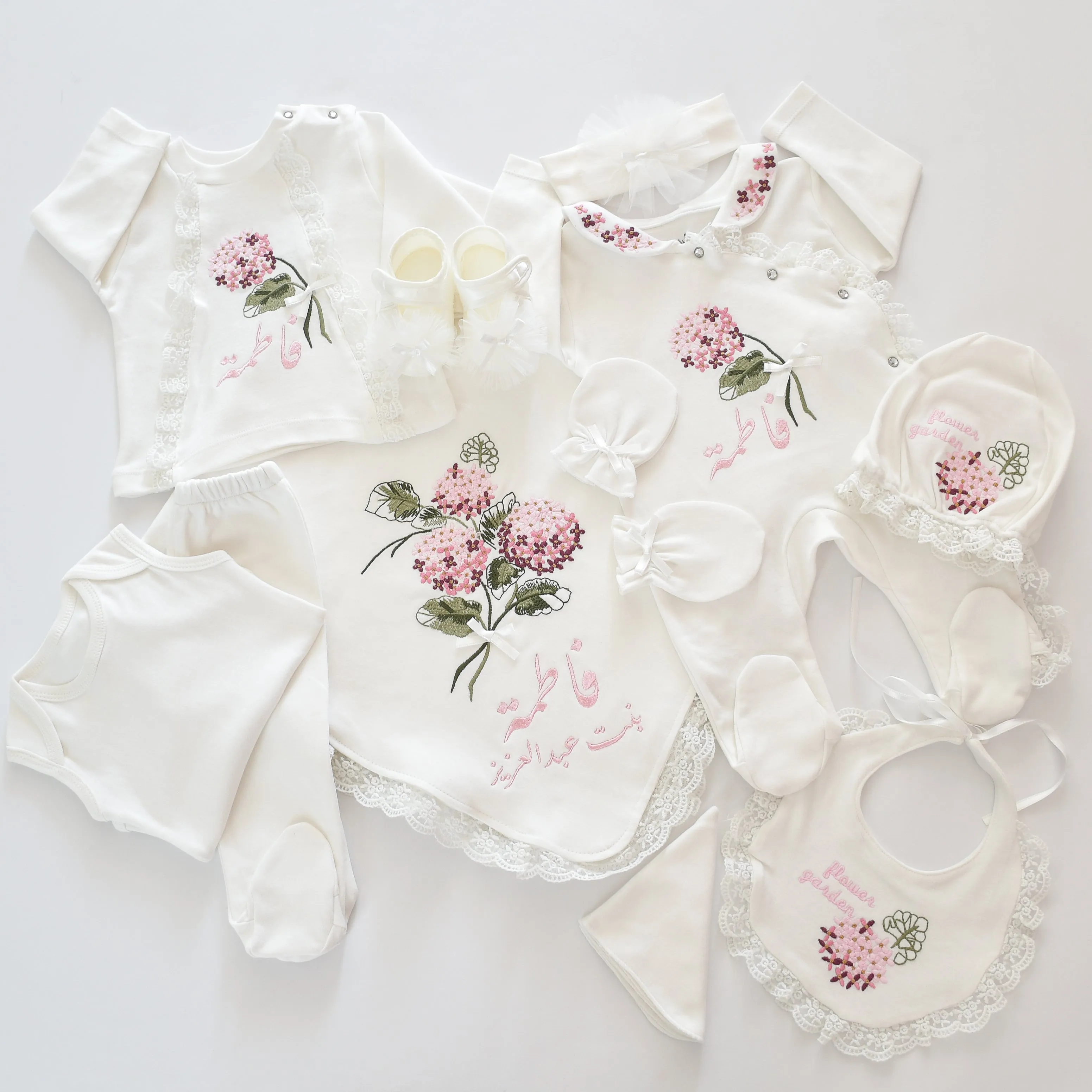 Flower Garden Baby Girl Soft Cotton Set- Personalised Baby Set