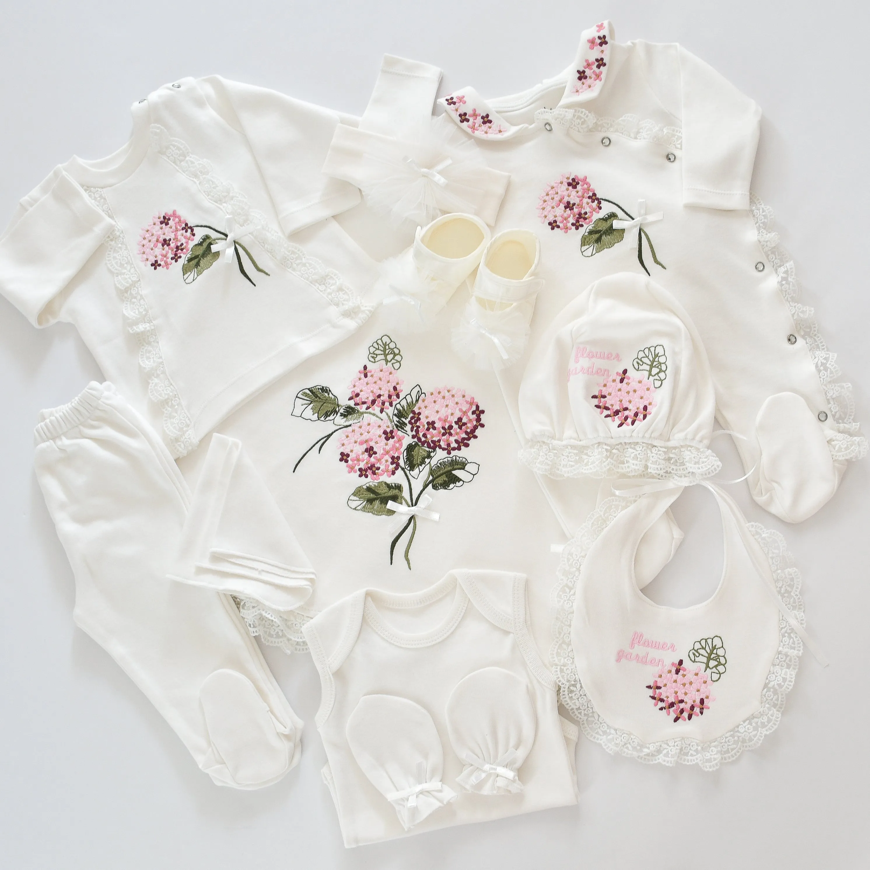 Flower Garden Baby Girl Soft Cotton Set- Personalised Baby Set