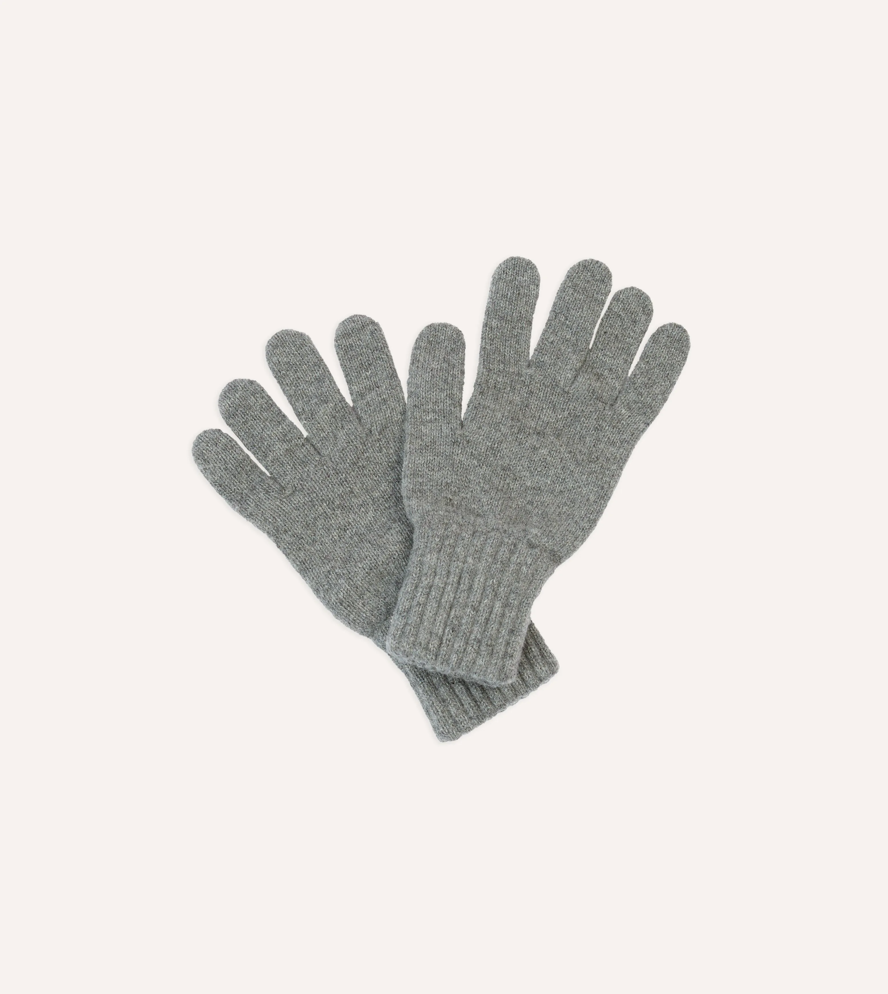 Grey Lambswool Knitted Gloves