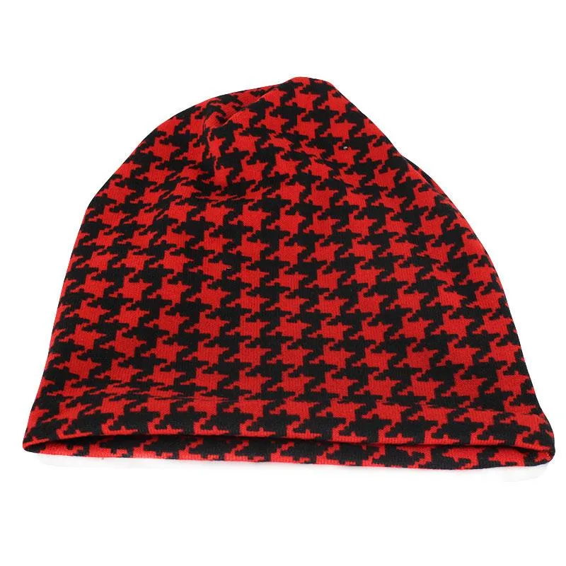 Hip-hop Houndstooth Plaid Beanie, Scarf or Skullie