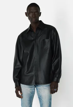 Leather Cloak Button Up / Black