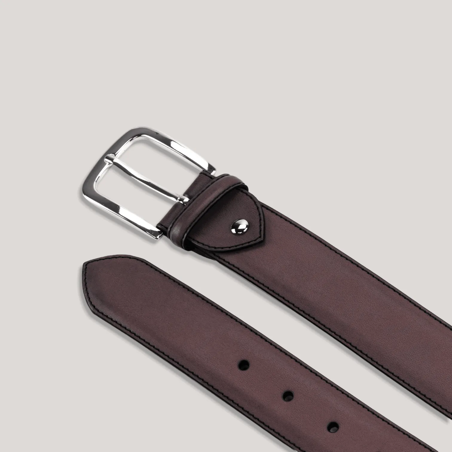 LUMEN - Burgundy Vegan Belt - Silver