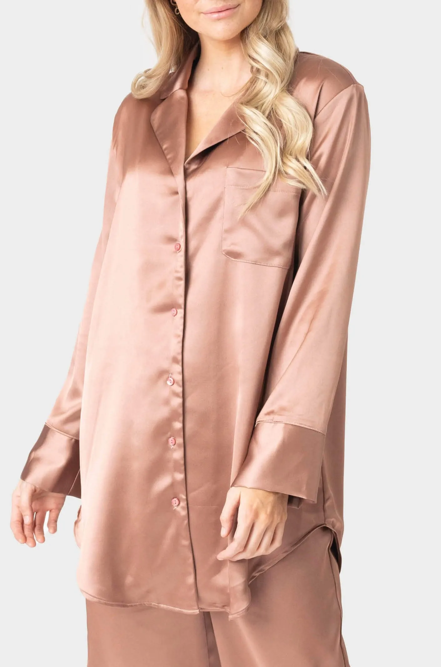 Luxe Lounge Button Up Silky Sleep Dress