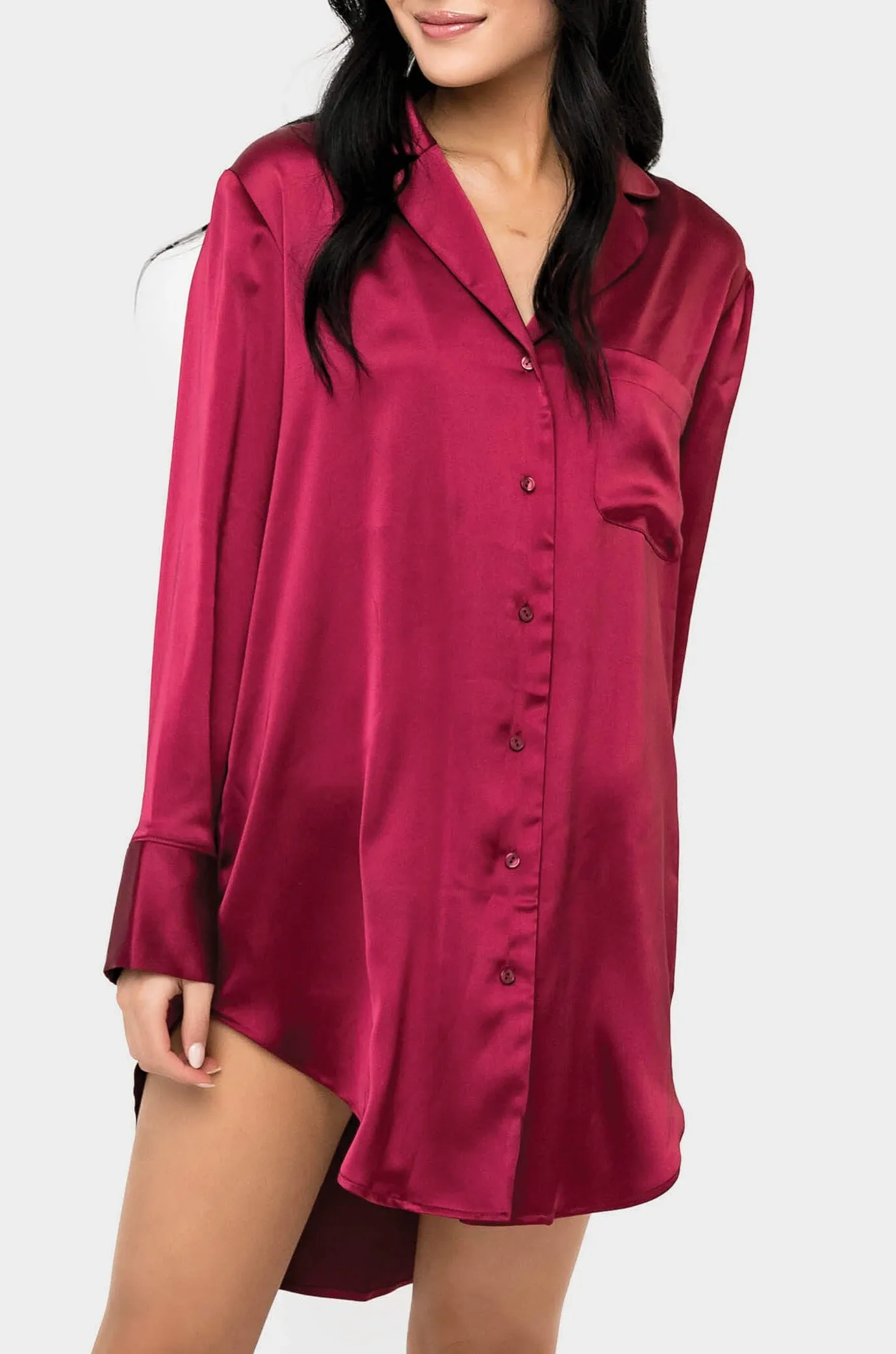 Luxe Lounge Button Up Silky Sleep Dress