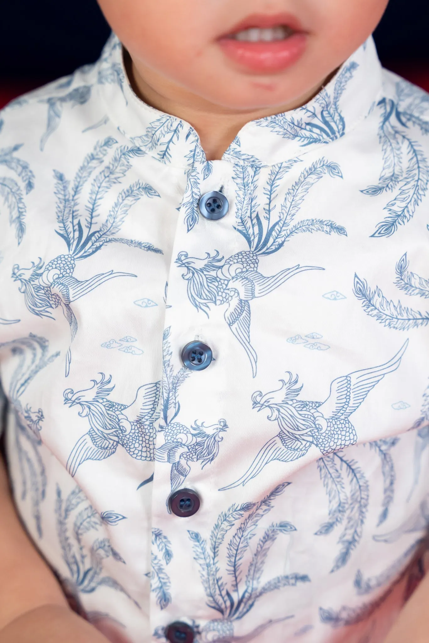 Mandarin-collared Shirt - Sky Phoenix