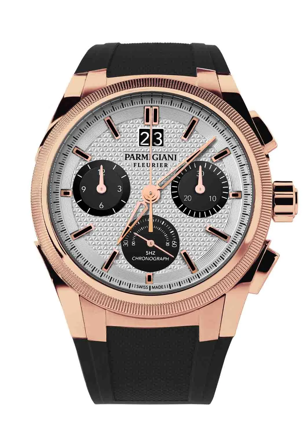 Parmigiani Fleurier Tondagraph GT Rose Gold Silver Black Rubber Strap