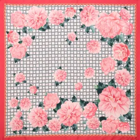 Pink Blooming Square Scarf