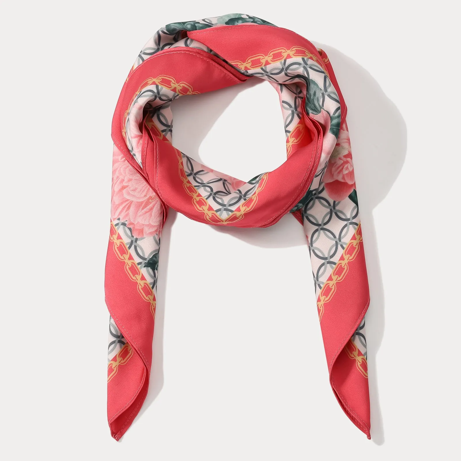 Pink Blooming Square Scarf