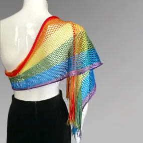 Rainbow Fishnet Fringe Scarf