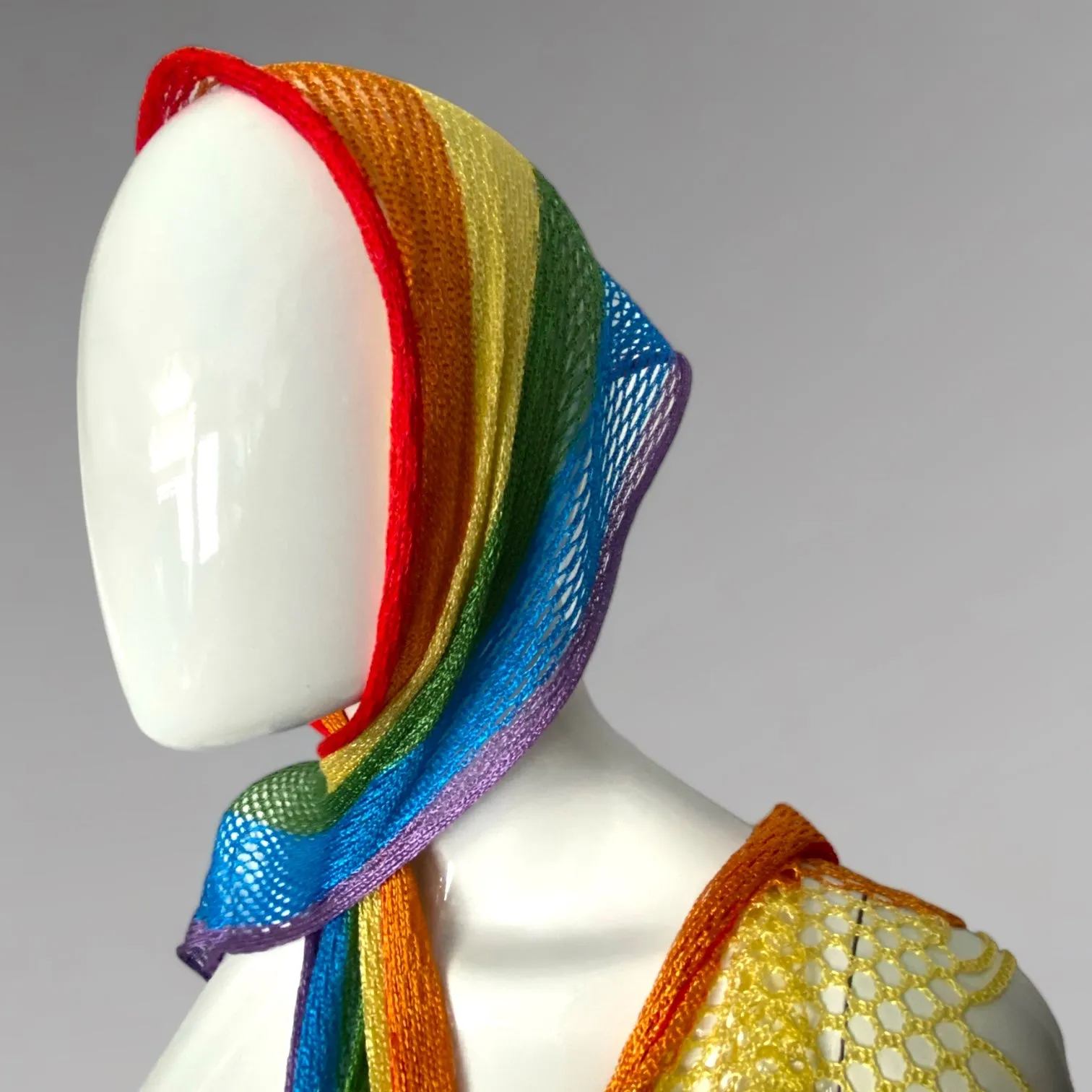 Rainbow Fishnet Fringe Scarf