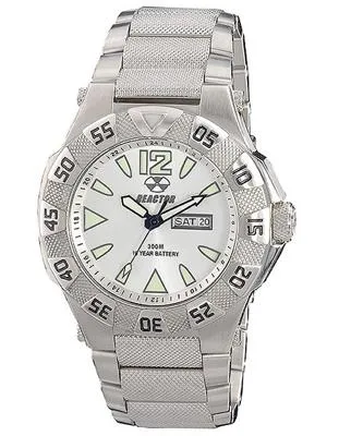 Reactor Gamma Mens - Silver/White Dial - Stainless Steel - Day/Date - 300 Meter