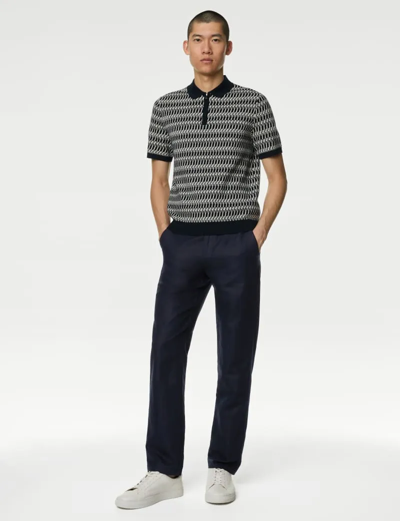 Regular Fit Linen Blend Trousers