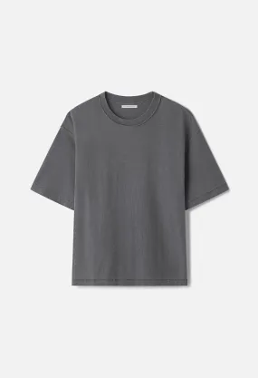 Reversed Cropped Tee / Washed Black