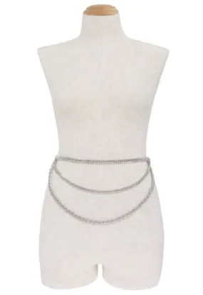 Silver Layered Chain Belt