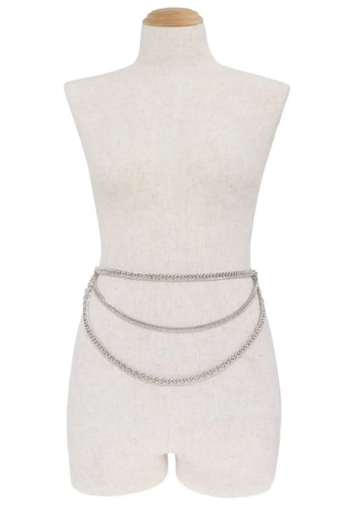 Silver Layered Chain Belt