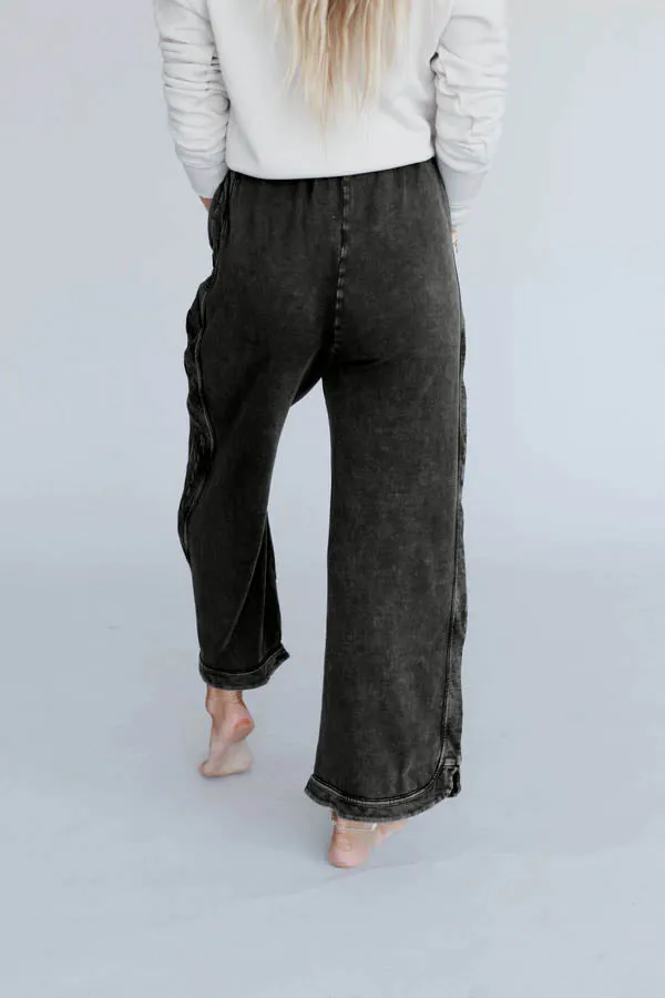 So Comfy Wide Leg Pant Cropped Length - Charcoal