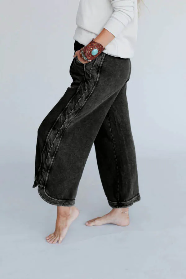 So Comfy Wide Leg Pant Cropped Length - Charcoal