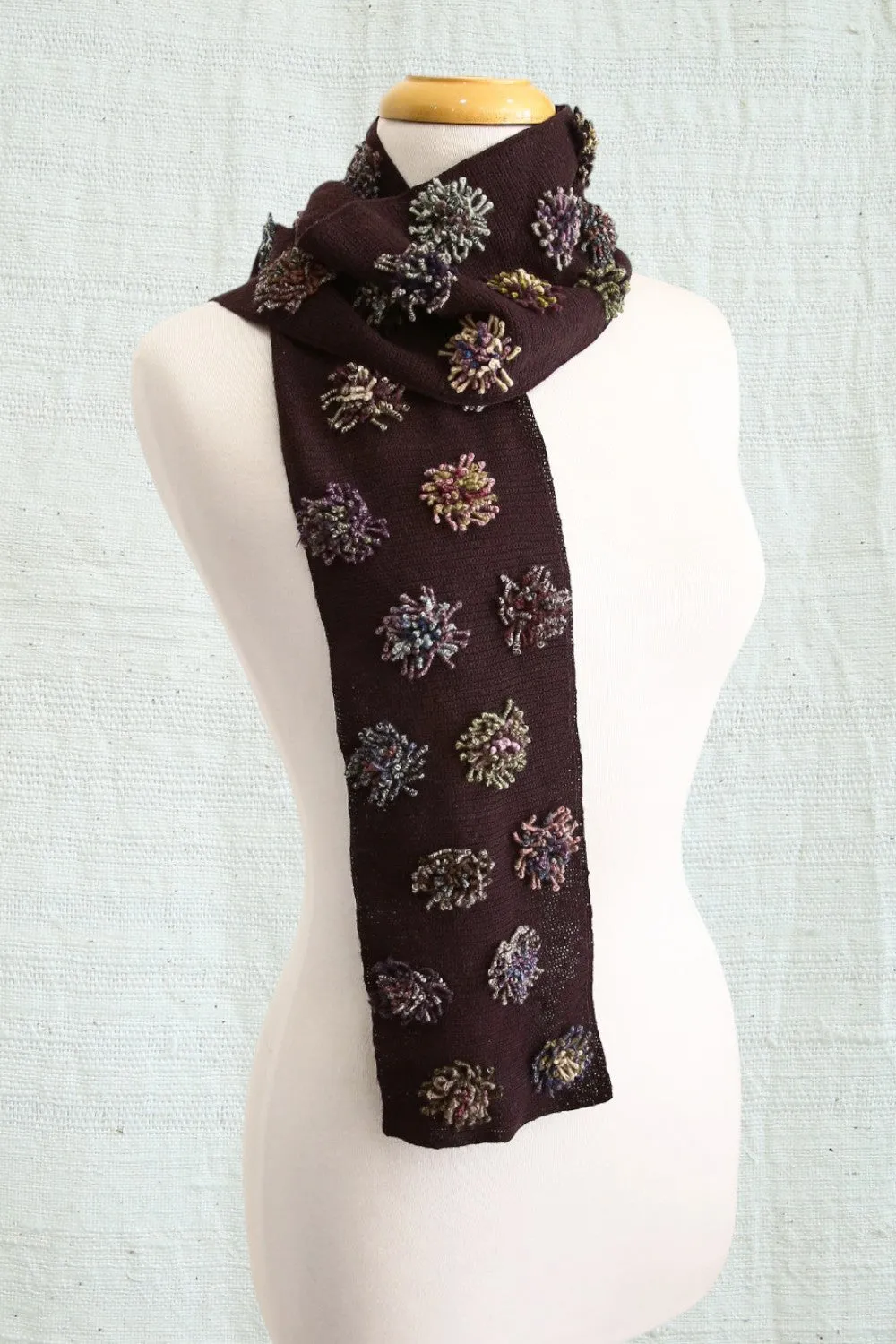 SOPHIE DIGARD VIOLETTE CHOCOLAT CROCHET WOOL SCARF