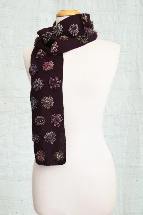 SOPHIE DIGARD VIOLETTE CHOCOLAT CROCHET WOOL SCARF