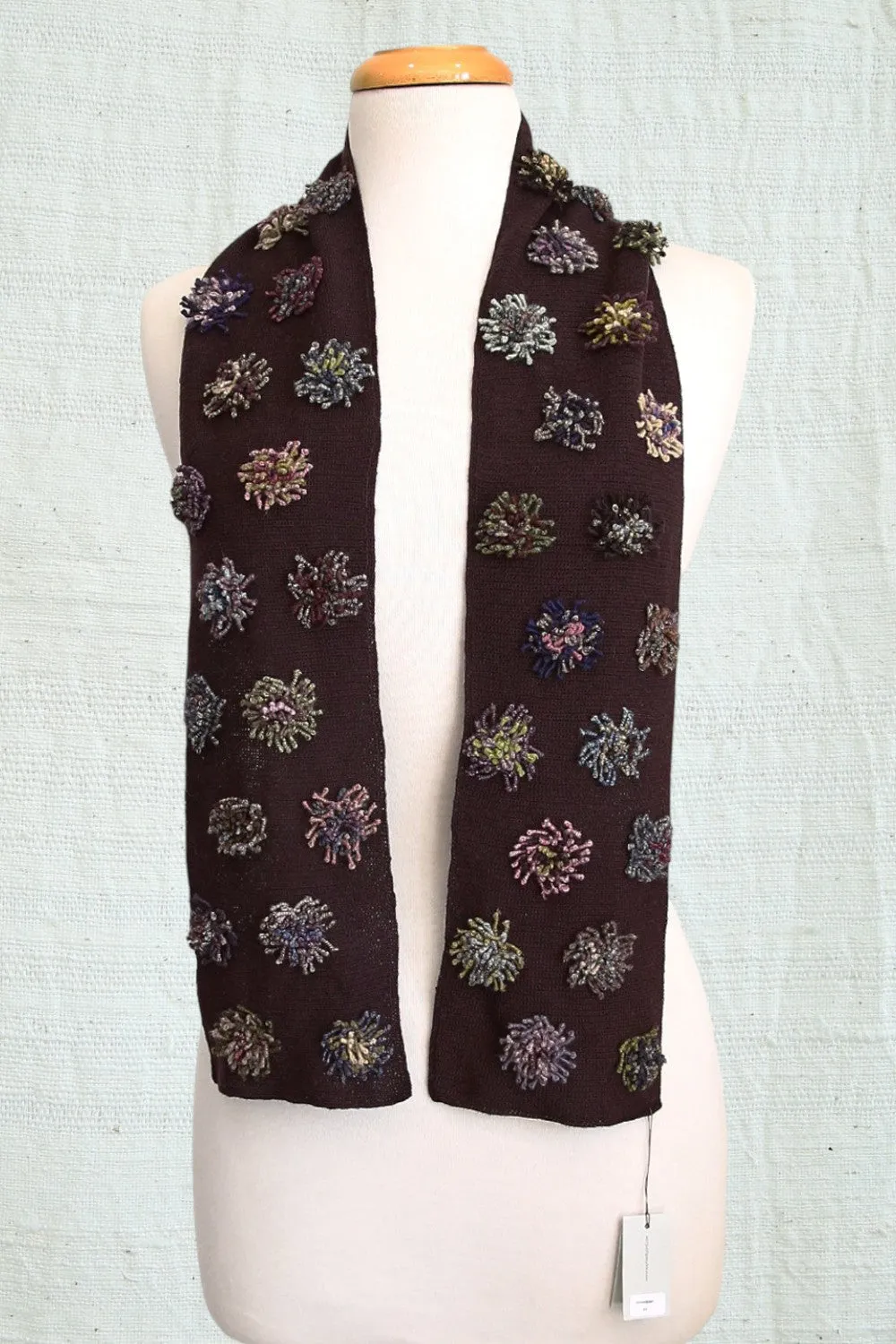 SOPHIE DIGARD VIOLETTE CHOCOLAT CROCHET WOOL SCARF